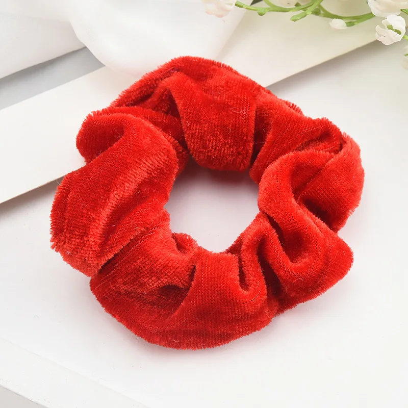

Multicolor Winter Women Hair Scrunchies Velvet Elastic Hair Bands Large Ponytail Holder Hair Accessories