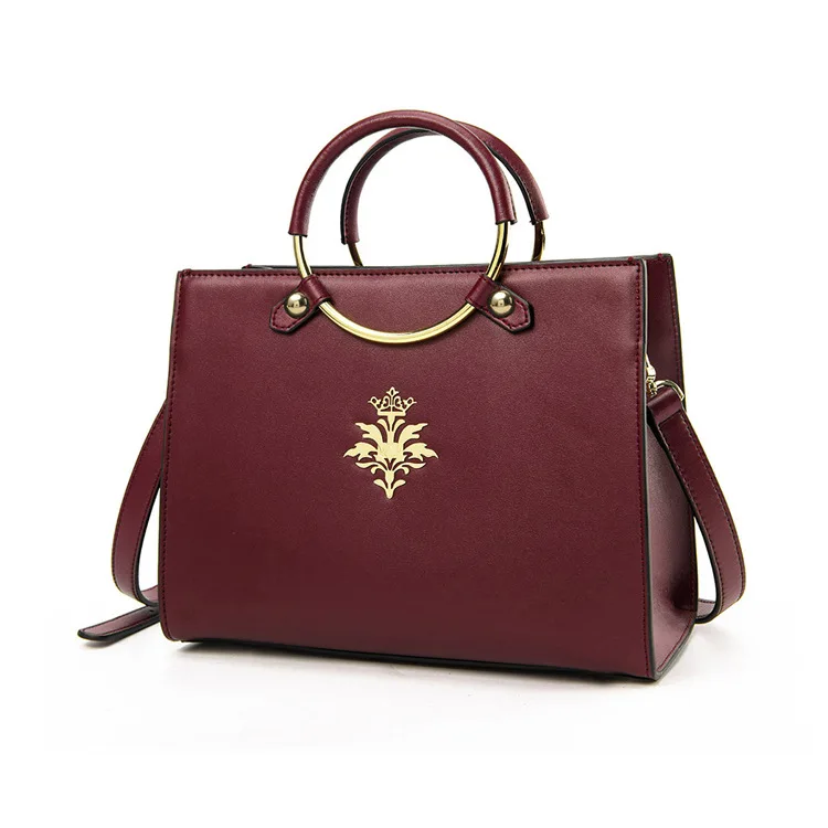 Модные кольцевые прокладки сумка с короткими ручками для женщин из натуральной