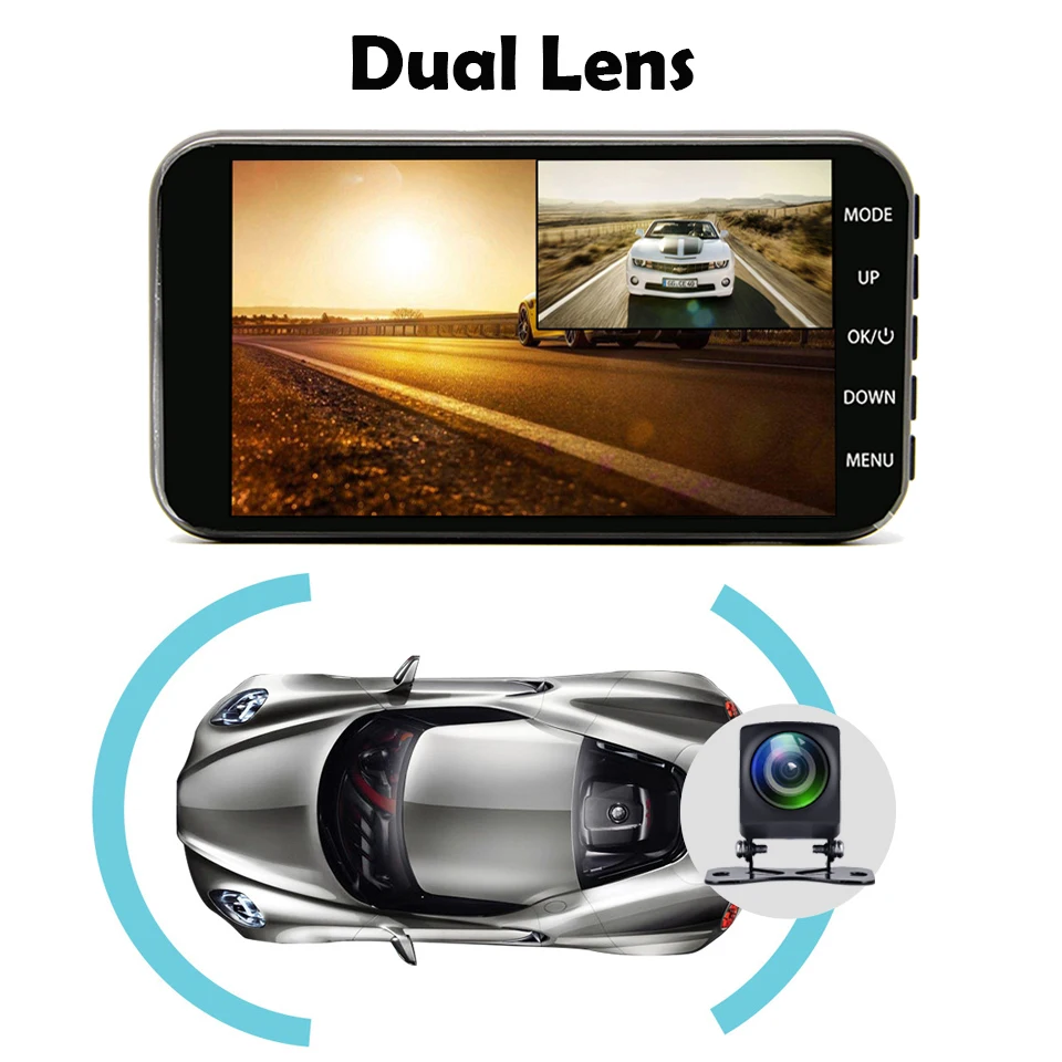 Bluavido 4 дюйма Автомобильный видеорегистратор ADAS Full HD 1080 P WDR с функцией ночного