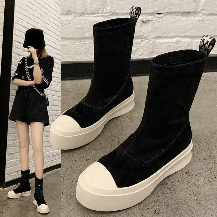 

Сетчатые красные корейские версии 2020 осенне-зимние модные трендовые новые ботинки в сказочном стиле на толстой подошве со шнуровкой для от...