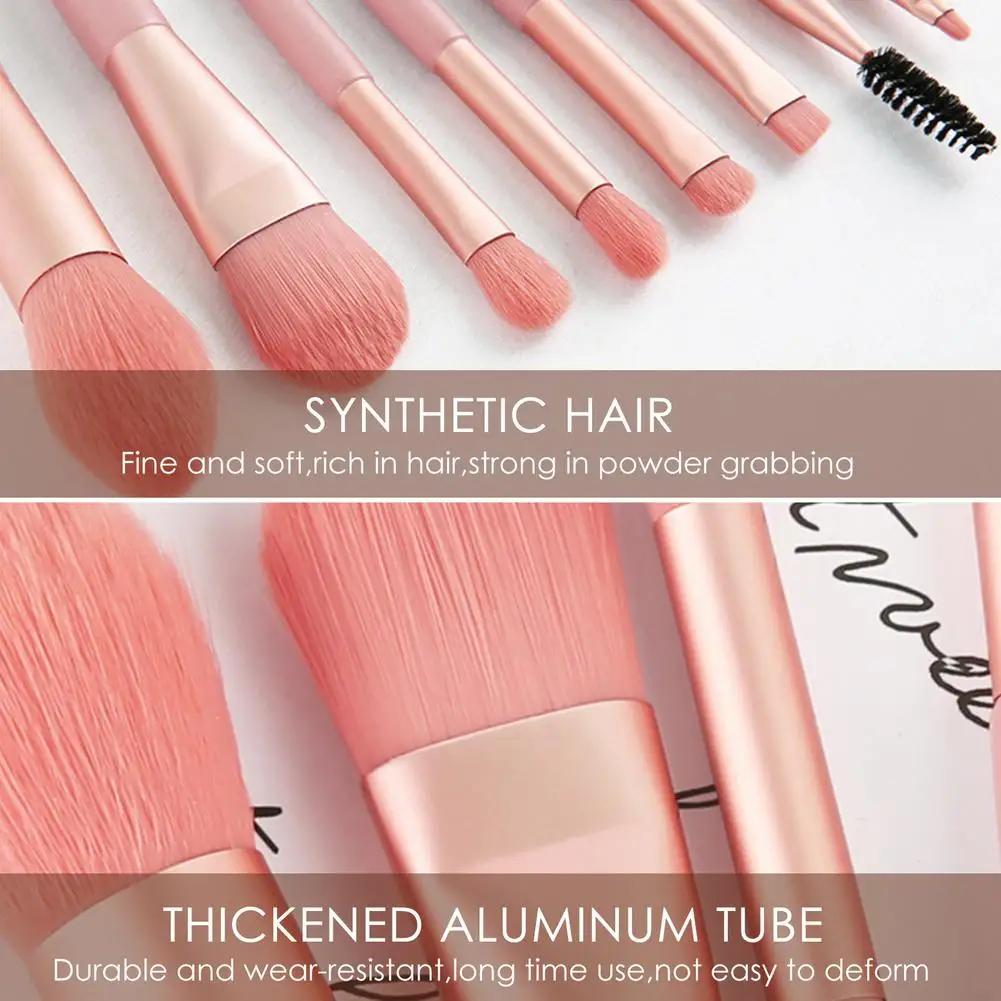 

8 PCS Basic Eyeshadow Makeup Brush Set Portable Man-made Fiber Soft Eye Shadow Eyelash Lips Makeup Brush Beauty Tools