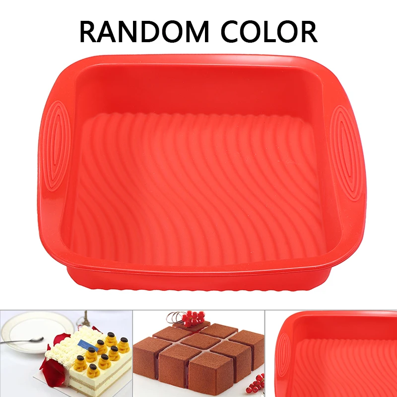 

Square Ripple Cake Baking Dish Pan Silicone Loaf Bread Cake Making Mold Non-stick Heat Resistant Kitchen Baking Tray 26.5*24.7cm