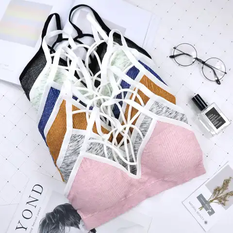 Women Padded Bra Camisoles Seamless Push Up Beauty Cross Back Skin-Friendly Tube Tops Underwear Sweet Fitness Lingerie Bra Girl