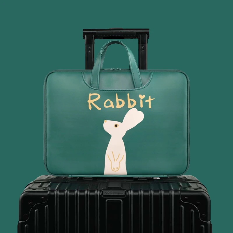 Green Rabbit Cute Kawaii 13/13.3/14/15.6 inch PU Computer Laptop Bag Briefcase Case for MacBook Xiaomi Huawei HP Dell Gift | Компьютеры и