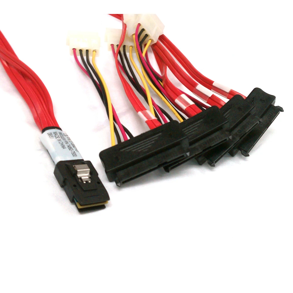 

LSI 3Ware Molex mini SAS SFF-8087 to SFF-8482 with power x4 SAS cable red color 1m