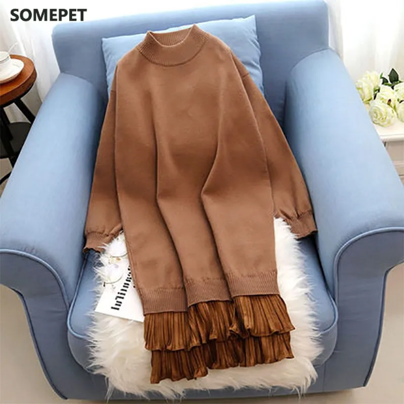 

Autumn Winter Women Knitted Dress Fashion Sweater Dresses Lady Slim Bodycon Long Sleeve Casual Bottoming Dress Vestidos