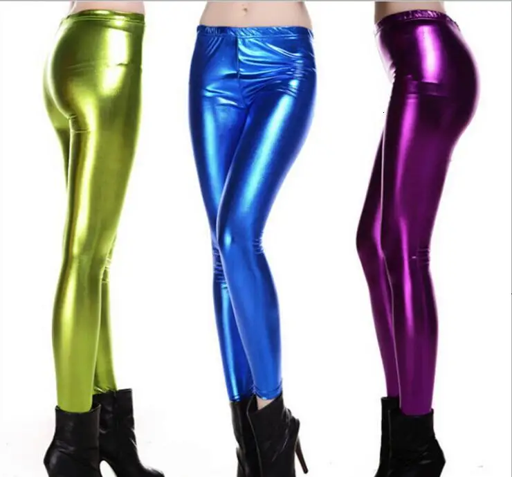 Мода 2020 новейшие вечерние блестящие однотонные леггинсы для клуба обтягивающие