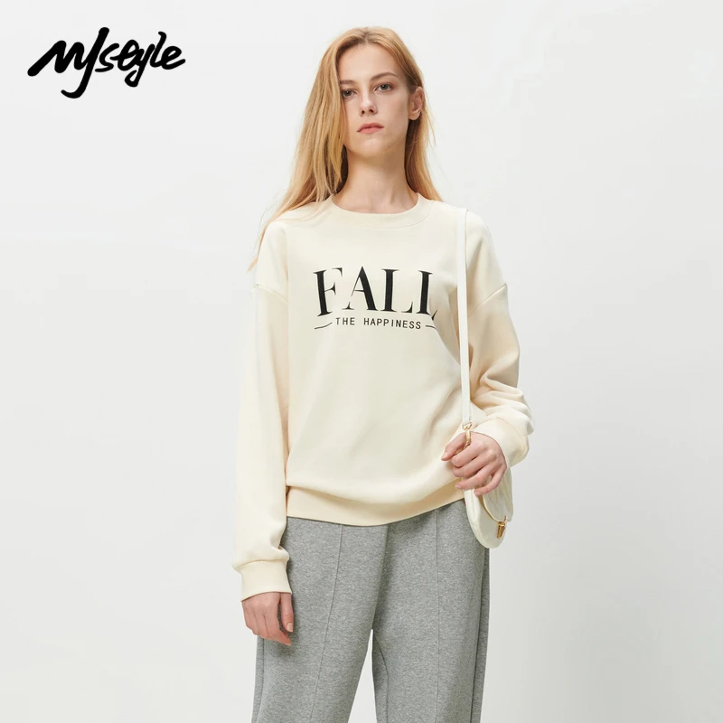 

Mjstyle Winter Women's Casual Warm Letter Print Happiness Plush Sweatshirt Pullovers Sportswear Korean Style 821180065