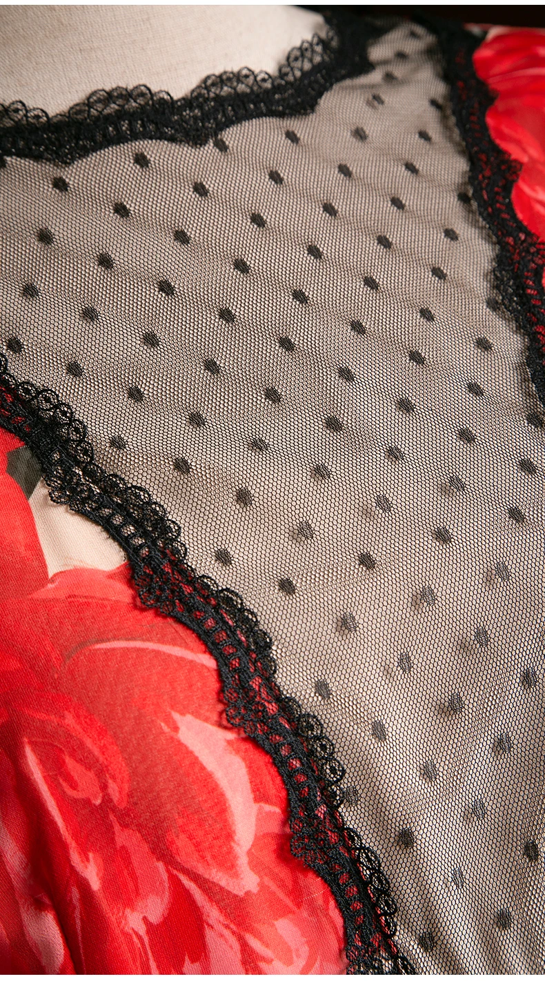 Женское Повседневное платье в горошек красное Сетчатое лоскутное Бохо до