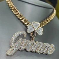otiy customized hiphop iced out letter jewelry pass diamond tester full with vvs moissanite diamond two tone name pendant