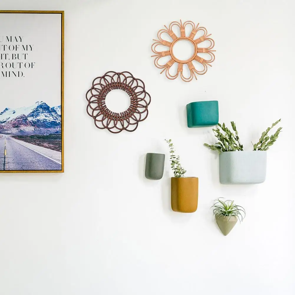 Зеркальный держатель в форме цветка из ротанга инновационное художественное