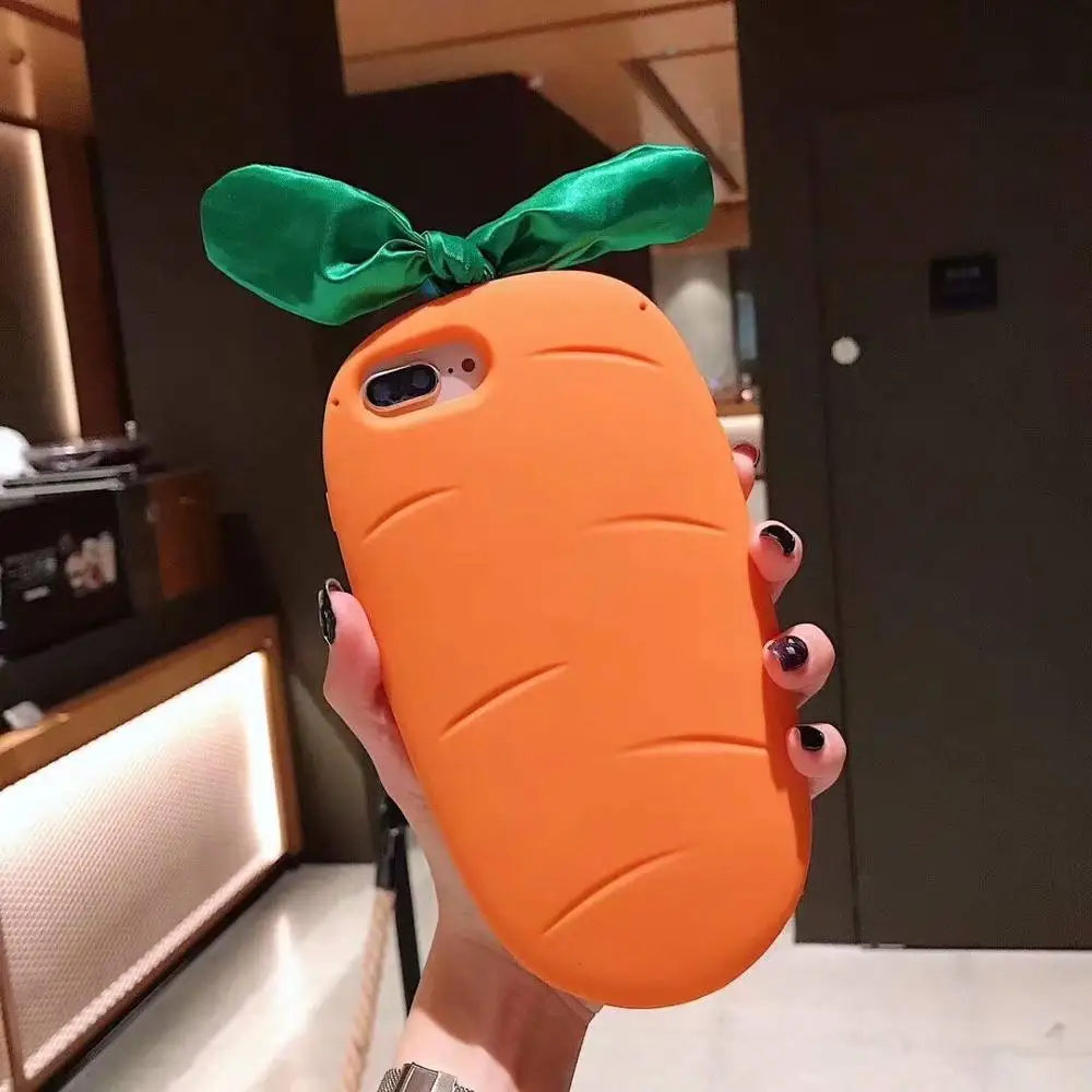 Мягкий силиконовый 3D чехол с морковкой для iPhone X XR XS Max противоударный защитой от