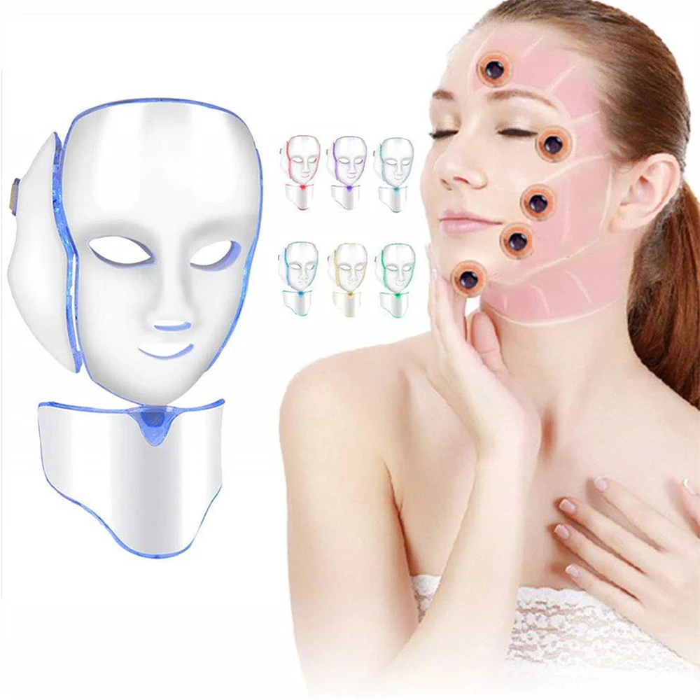 

7 Colors Light Led Facial Mask with Neck Light Therapy Led Mask Beauty Appliances Facial Machine Rejuvenating Skin Whitening