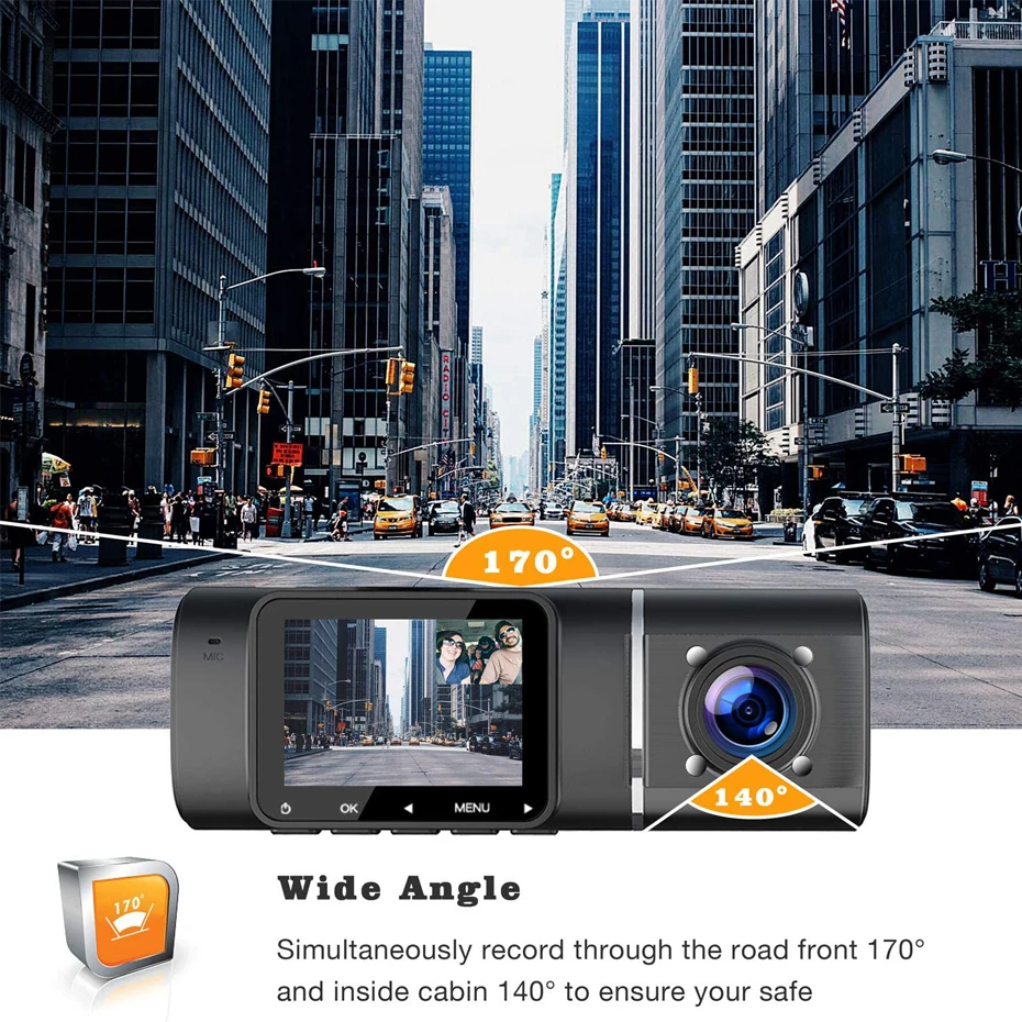 Зеркало-видеорегистратор 1080P с двойным объективом 24 часовым мониторингом