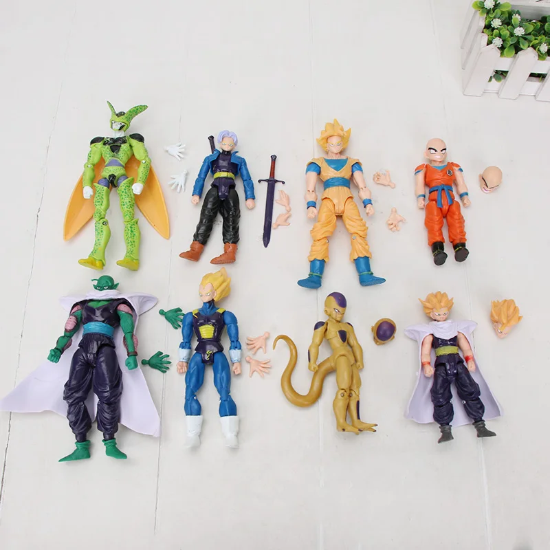 Новинка, 8 шт./лот, ПВХ Dragon Ball Z, подвижная Вегета, сын пикколо, Гохан Гоку, плавки, Фриза, кукла, фигурка, детская игрушка