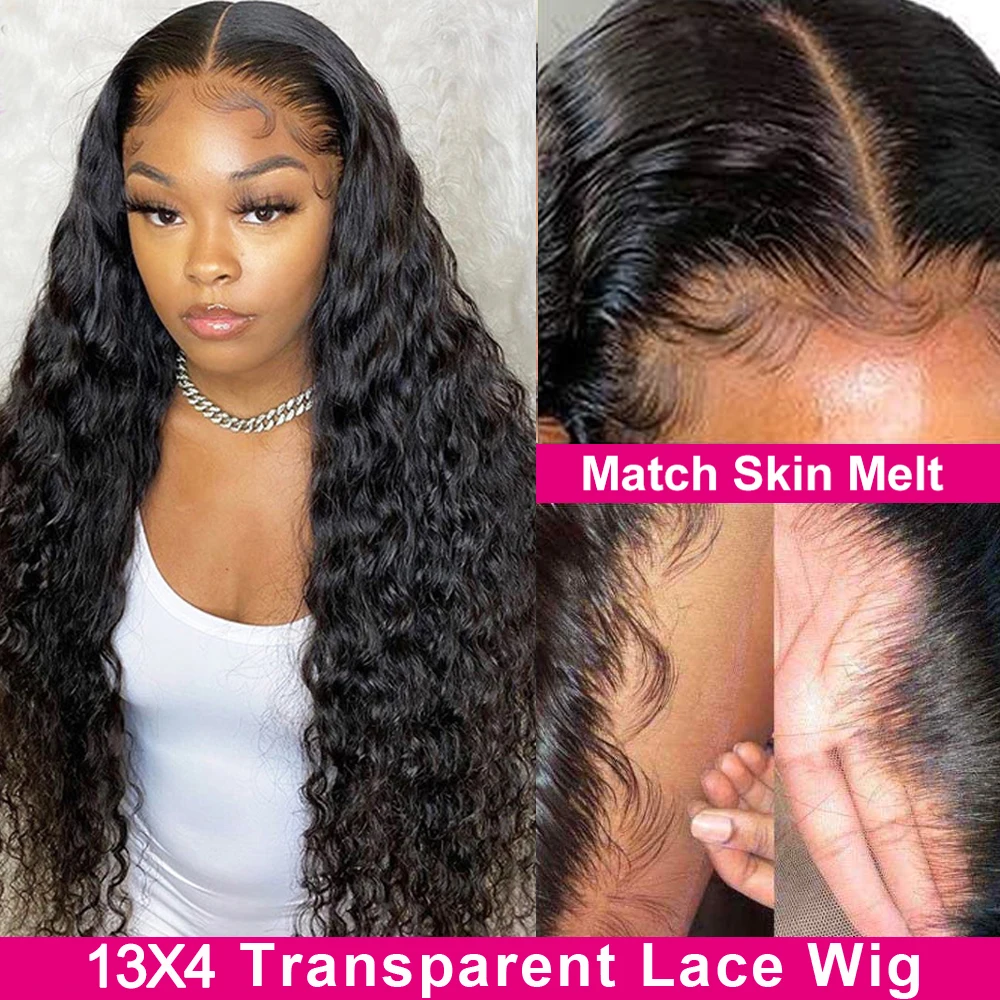 

28 30 Inch Deep Wave13x6 Transparent Lace Front Wig Human Hair For Black Women Brazilian Full Deep Curly 5X5 HD Lace Frontal Wig