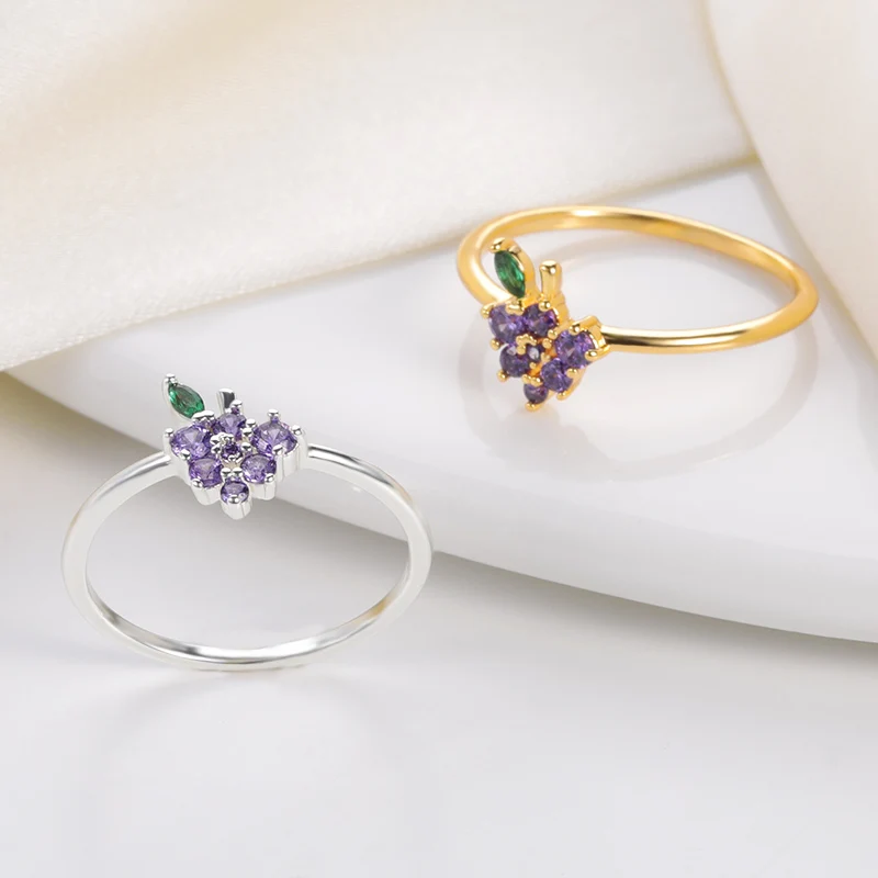 

Golden Silver Grape Ring for Women Girls Cute Punk Geometric Fruit Simple Ring Gifts Outing Party Jewelry Wholesale 2021 Trend