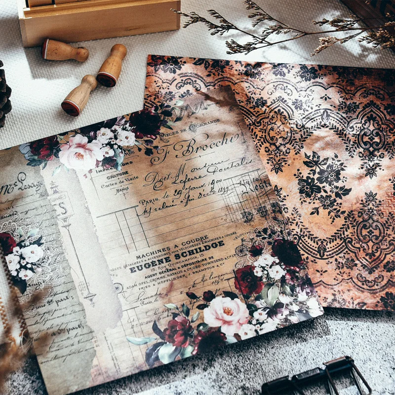 

Винтажный коллаж с цветами и розами, базовый материал, бумага, «сделай сам», скрапбукинг, базовая бирка. Фото реквизит