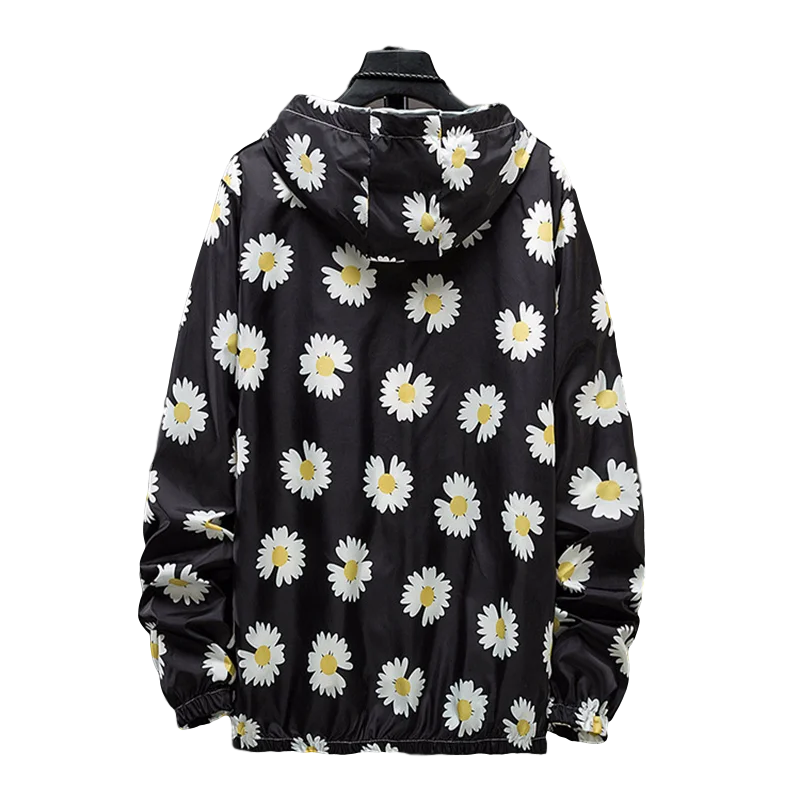 Ветровка Lusumily женская на молнии тонкая Свободная куртка с принтом маргариток