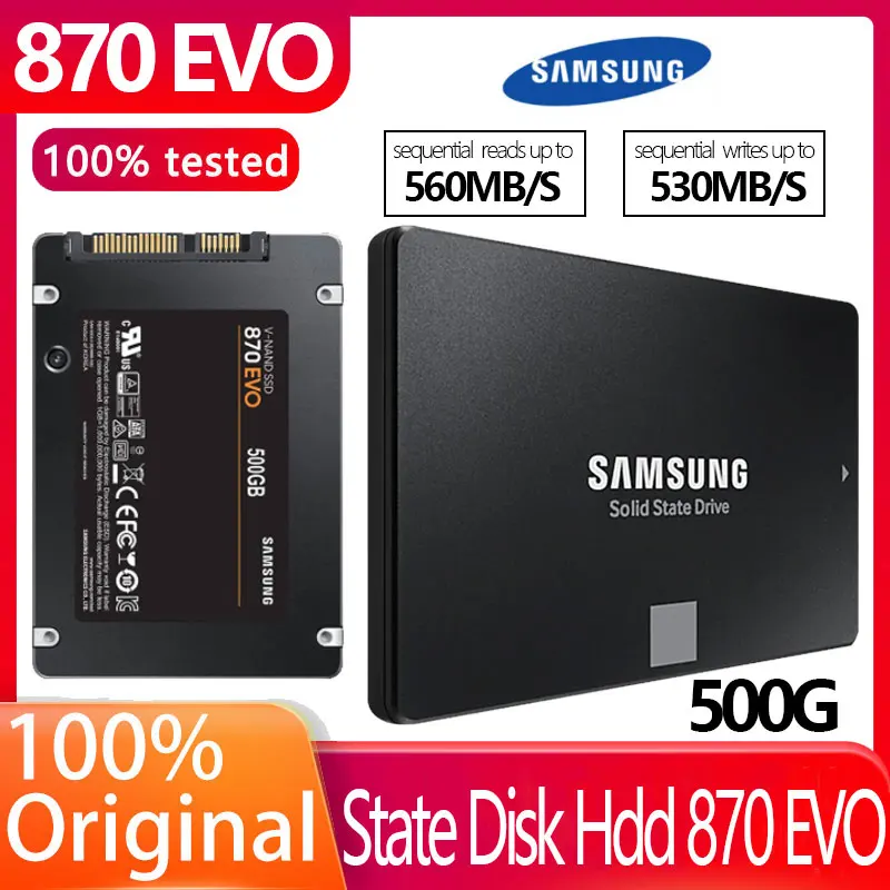 SAMSUNG 870 EVO SSD  500GB SATA 2.5 Inch Internal Solid State Up to 530MB/s original Hard Drive for Laptop Desktop PC