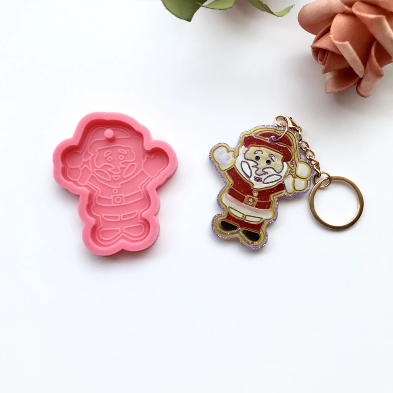 

Shiny Glossy Silicone Resin Molds Santa Claus Keychain Mold DIY Keychain Pendant Jewelry Epoxy Resin Crafting Molds