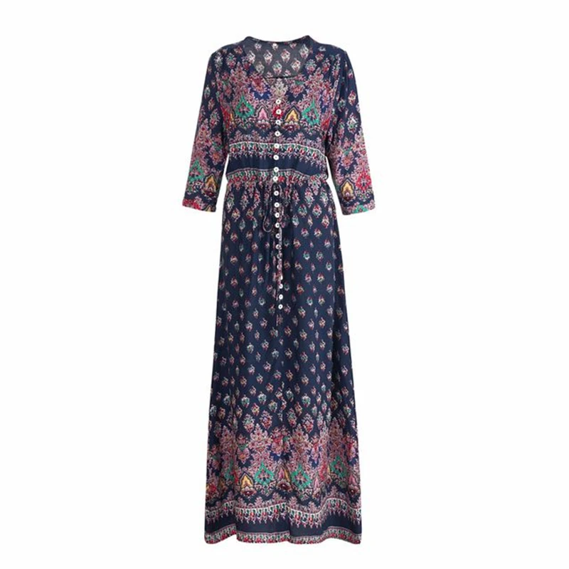 

Summer Dress For Women New 2020 V-Neck Half Sleeve Print Long Dress Bohemian Dress Beach Dress Women