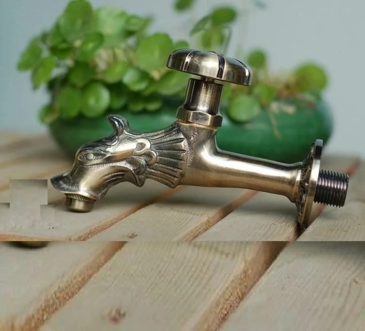 antique Dragon A Наружный декоративный садовый кран в форме животного бибкок зеленый/античный латунный кран для швабра/садовый смеситель в форме животных - Цвет: antique Dragon A
