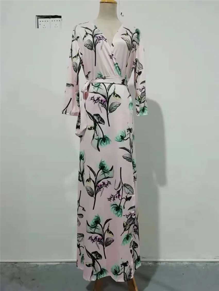 Винтажное шикарное модное женское пляжное платье с принтом и V образным вырезом