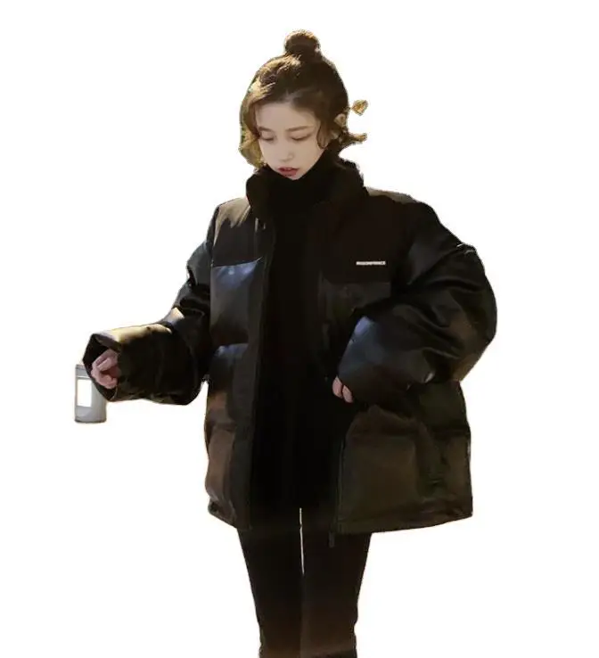 

Cotton dress women tide autumn and winter 2020 new loose Korean version of the medium and long leather coat Yangqi cotton cloth