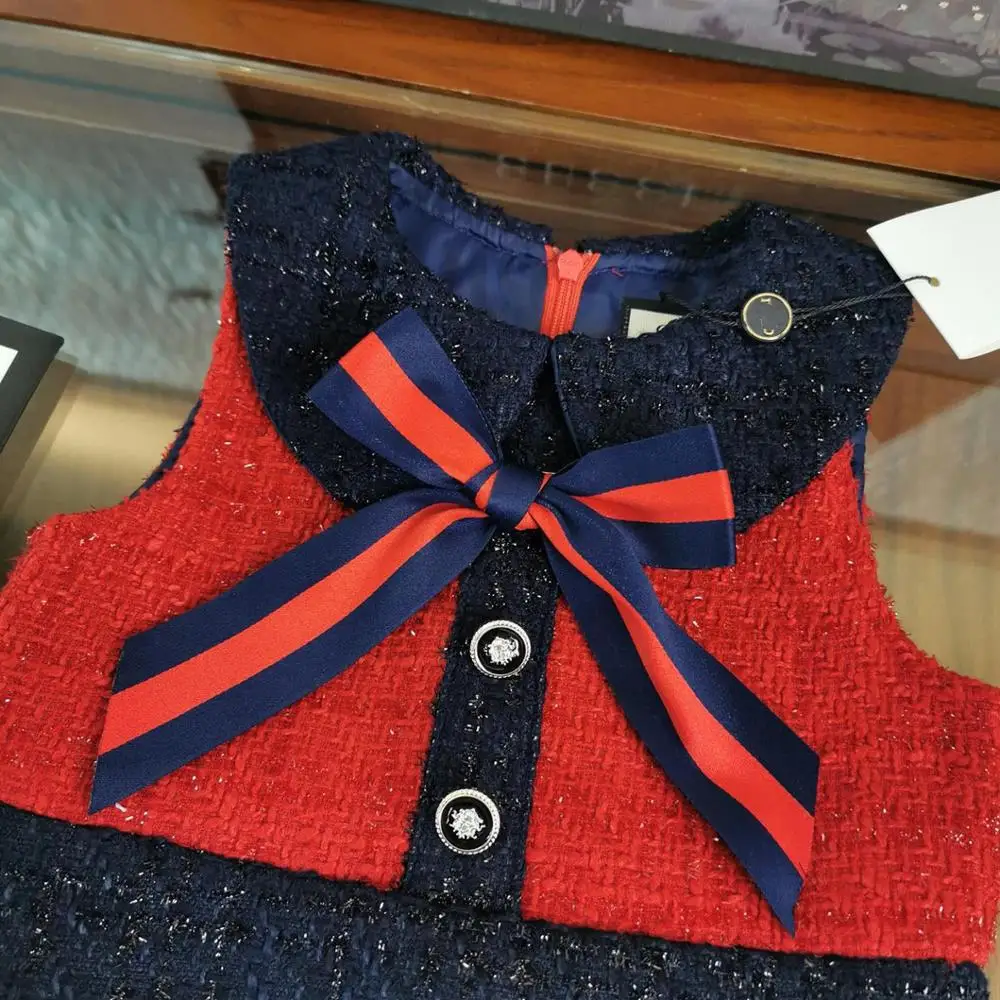 New Button Princess Dress Toddler Baby Girls Christmas Fall Winter Party Bow For Girl Luxury Brand Clothing | Детская одежда и