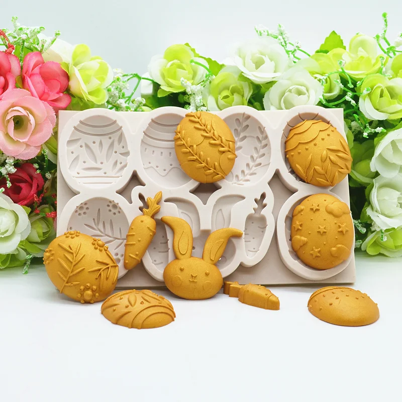 

New Rabbit Fondant Silicone Mold Carrot Egg Cake Decorating Tools Chocolate Cookies Moulds For Baking DIY Accessories