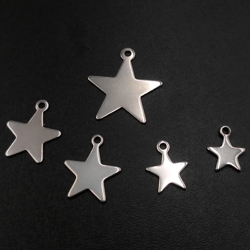 

100pcs/lot 9x10mm Stainless Steel Star Moon Charms Pendants Star Floating Charm for DIY Pendant Necklace Jewelry Making Findings