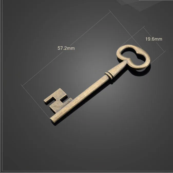 

High quality 10 PCS/Lot 19.6mm*57.2mm antique bronze key charms for diy jewelry making
