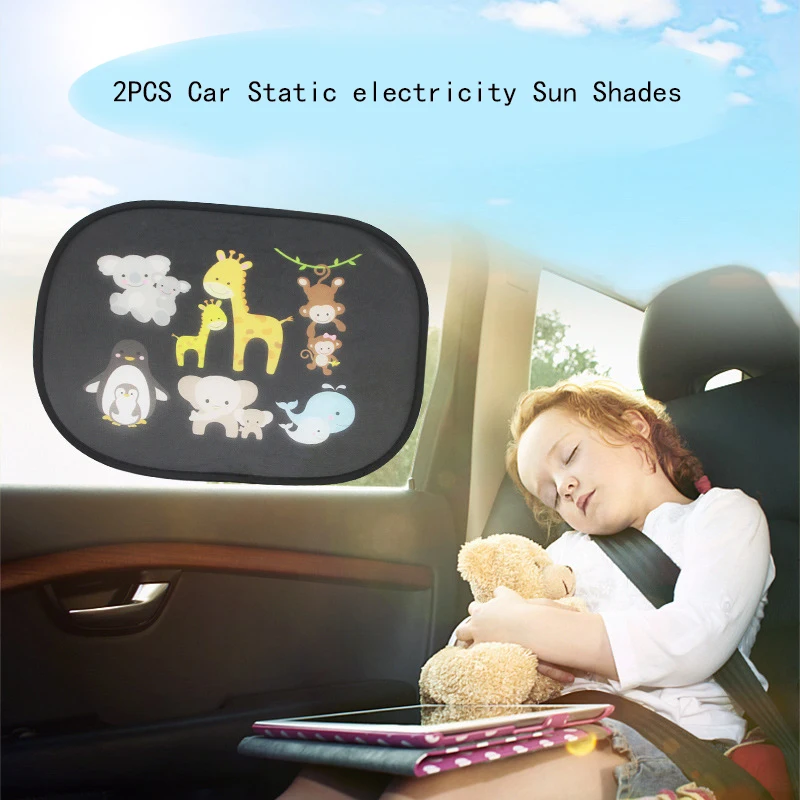 

2 Pcs Car Sun Shades Universal Car Window Electrostatic Adsorption Kids Sun Shade PVC Stickers Car Heat Shield Anti-UV 44*36cm