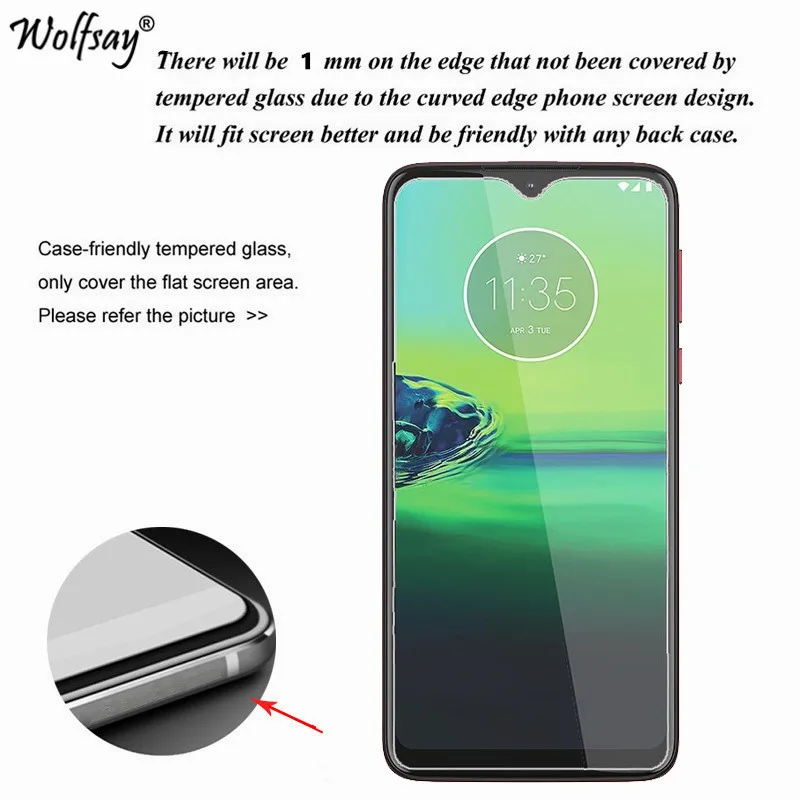 Protector de pantalla de vidrio templado para Moto G8 Play, pel&iacute;cula protectora de tel&eacute;fono 9H para Motorola Moto G8 Play, 2 uds.-1