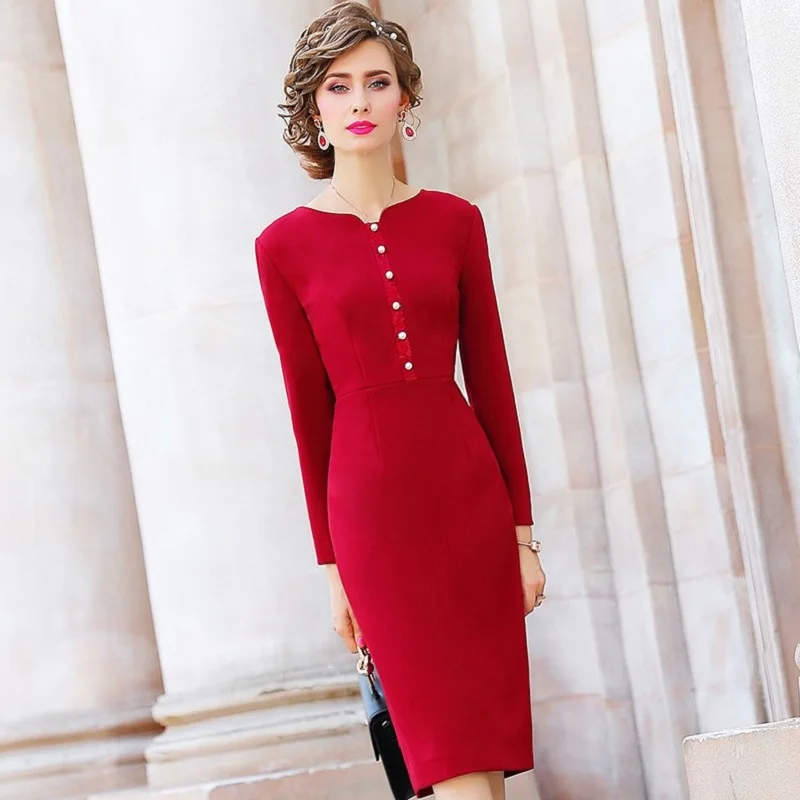 new Superior quality Package hip hot sexy dress autumn Women Party Dress Plus Size Pure color Long sleeves winter dresses