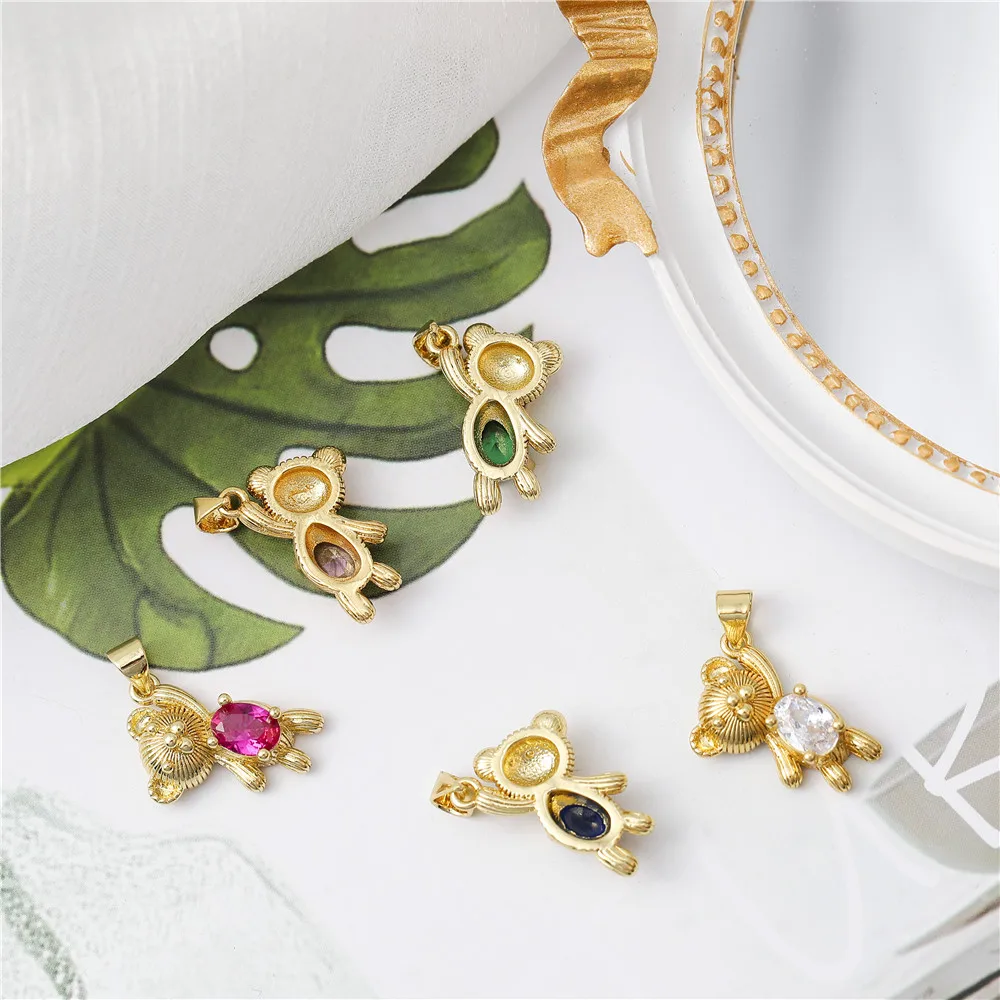 Милый медведь инкрустированный цирконием золотой кулон в виде медного медведя