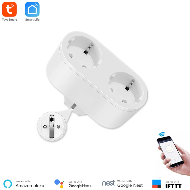 Умная розетка с двумя евровилками и таймером 16 А 2 в 1|Модули для умного дома| |