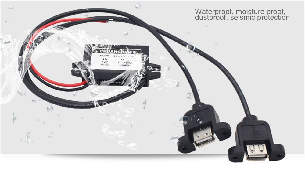 5 в автомобильный двойной USB DC Преобразователь мощности водонепроницаемый