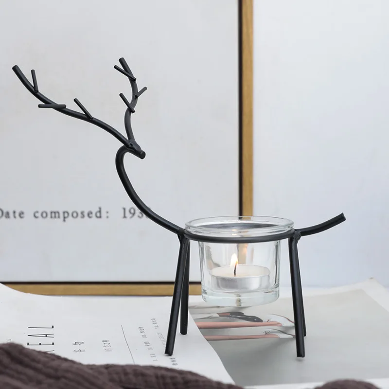 Креативный металлический подсвечник в виде лося для свадебной вечеринки