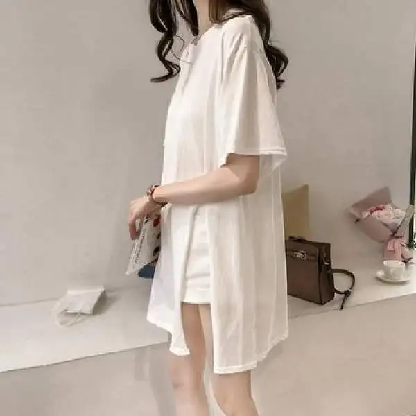 Женская футболка с коротким рукавом белая или черная Повседневная Уличная