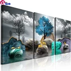 5d Diy алмазная живопись камни в форме ромба 3 предмета абстрактный пейзаж олень Бриллиантовая вышивка с изображением дерева изображение Стразы домашний декор