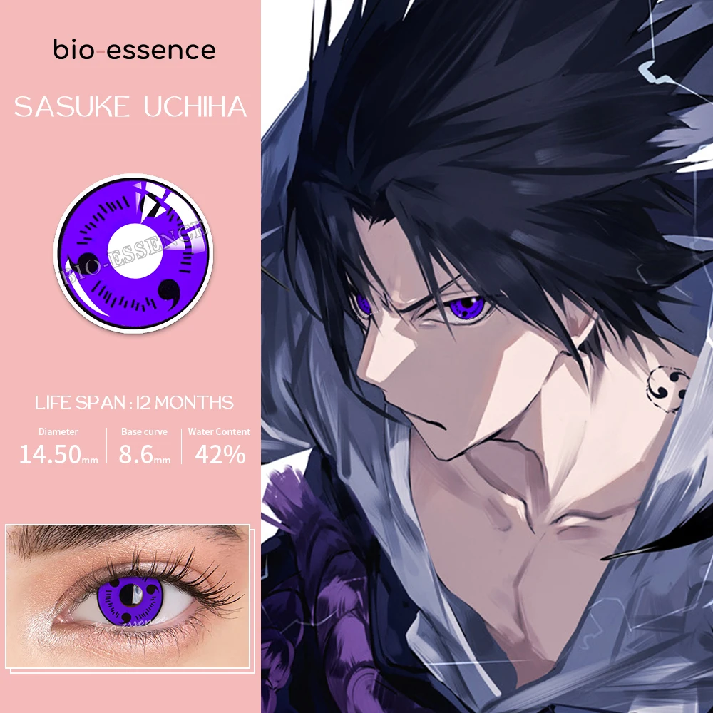 Линзы Mangekyou Шаринган 1 пара био-эссенций аниме косплей Sasuke Red Eyes костюм Учиха