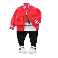 new spring autumn children cotton clothes baby boys printed t shirts coat pants 3pcssets infant kids fashion toddler tracksuits