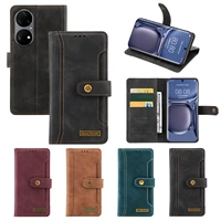 luruxy leather wallet case for huawei p50 p40 mate 40 pro plus 30 phone shell bags splicing cards holder stand protection cover