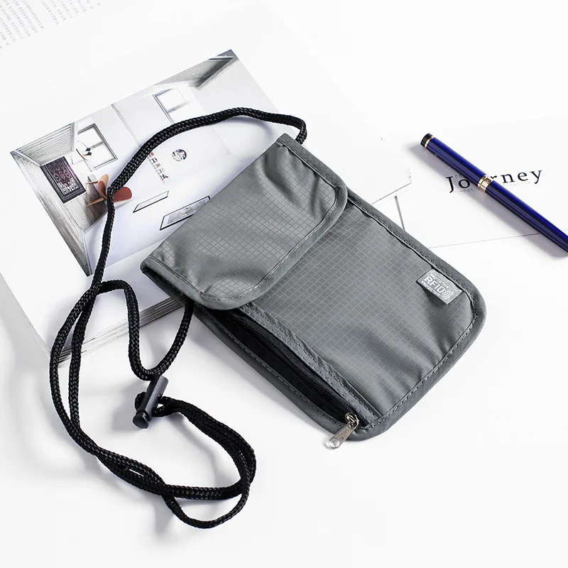 waterproof rfid nylon travel document storage bag card passport bag neck wallet money document card passport pouch free global shipping