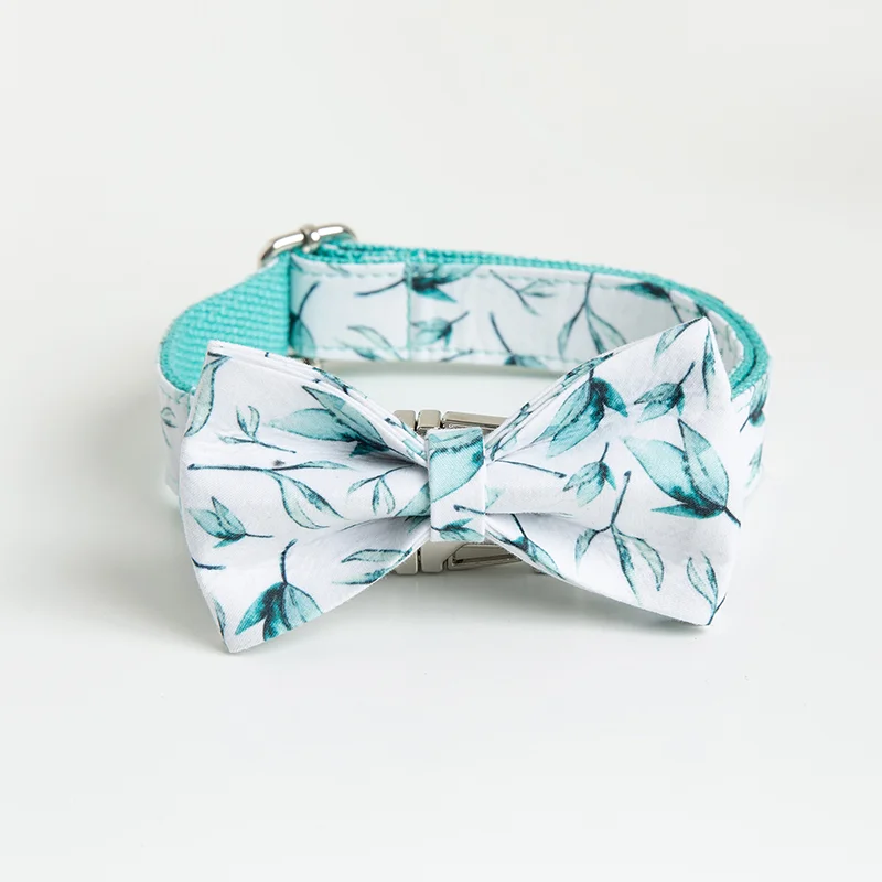 Собачий ошейник с принтом листьев и поводок милый Регулируемый полиэфирный