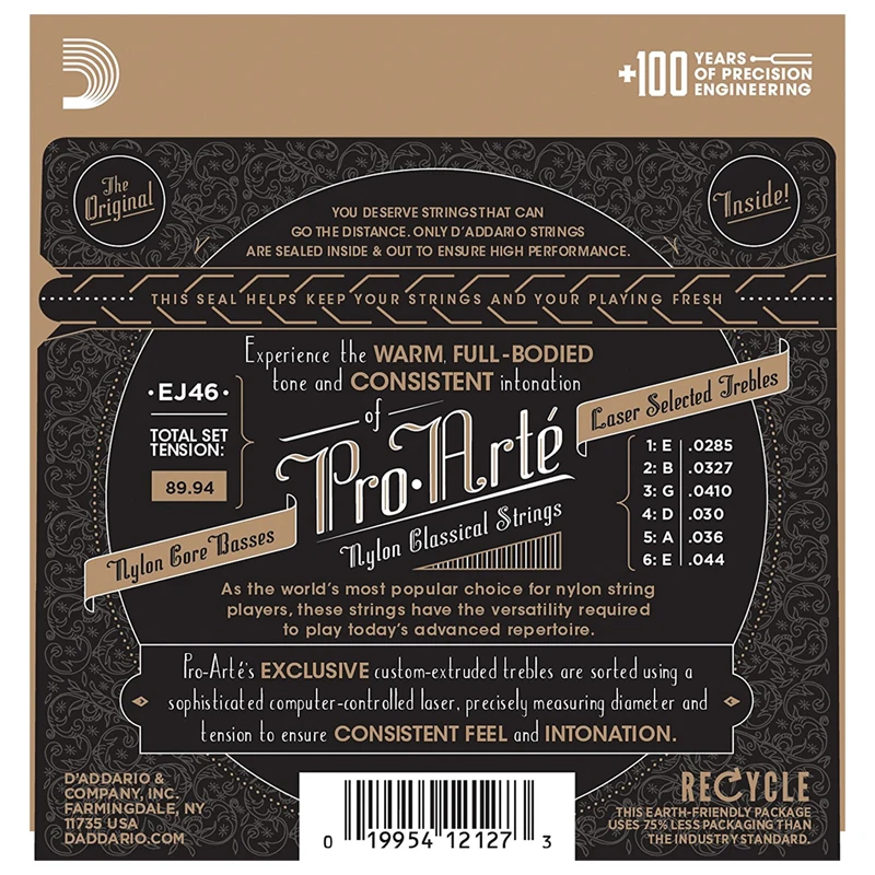 Нейлоновые Классические гитарные струны D'Addario Daddario EJ46 американского