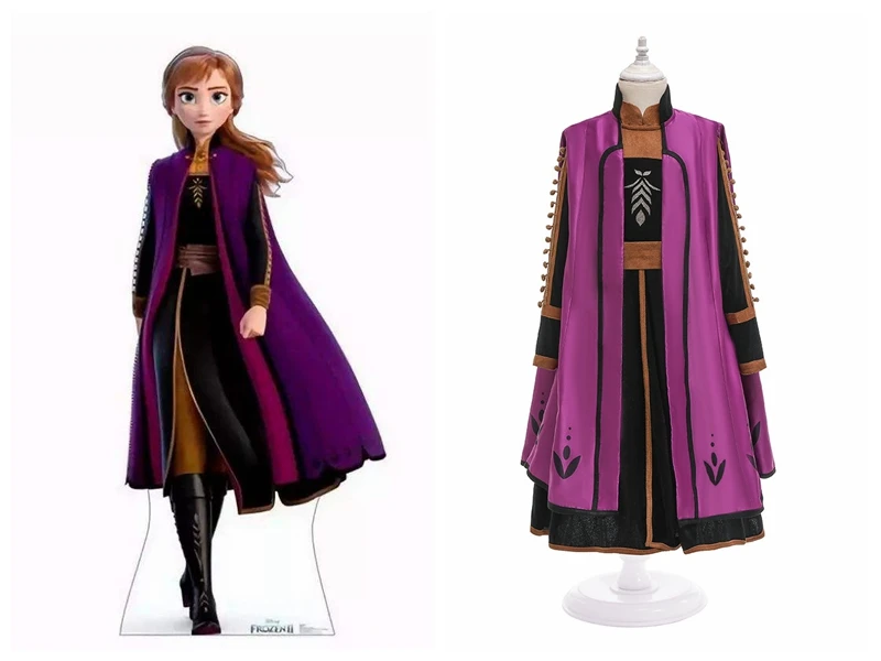 Outfit Аниме «Холодное сердце 2»; платье принцессы Анны для костюмированной вечеринки; высококачественное детское хлопковое рождественское пальто; платье; брюки; наряд на Хэллоуин - Цвет: Outfit