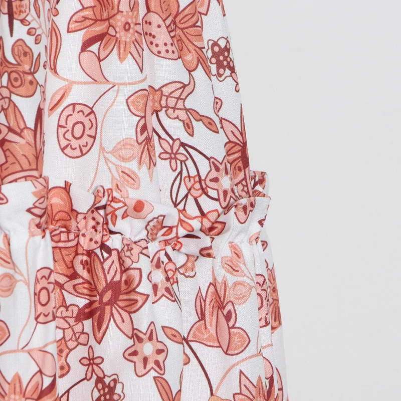 

TWOTWINSTYLE Bohemian Printed Floral Dress For Women V Neck Sleeveless High Waist Sexy Dresses Female Summer Fashion New Clothes